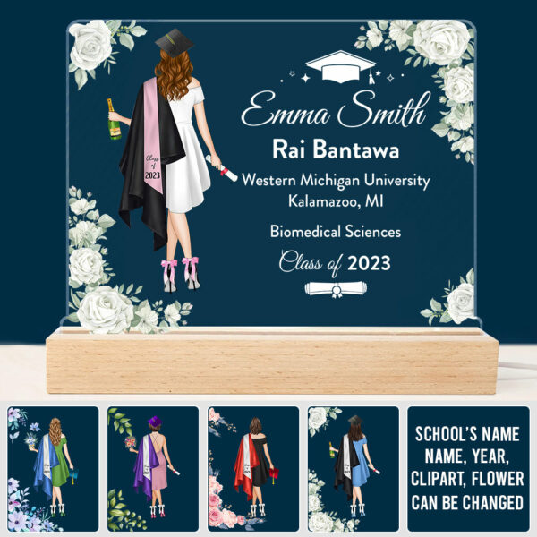 Personalized Graduation 3D Led Light Wooden Graduation Class of 2024 Senior Gift K1702