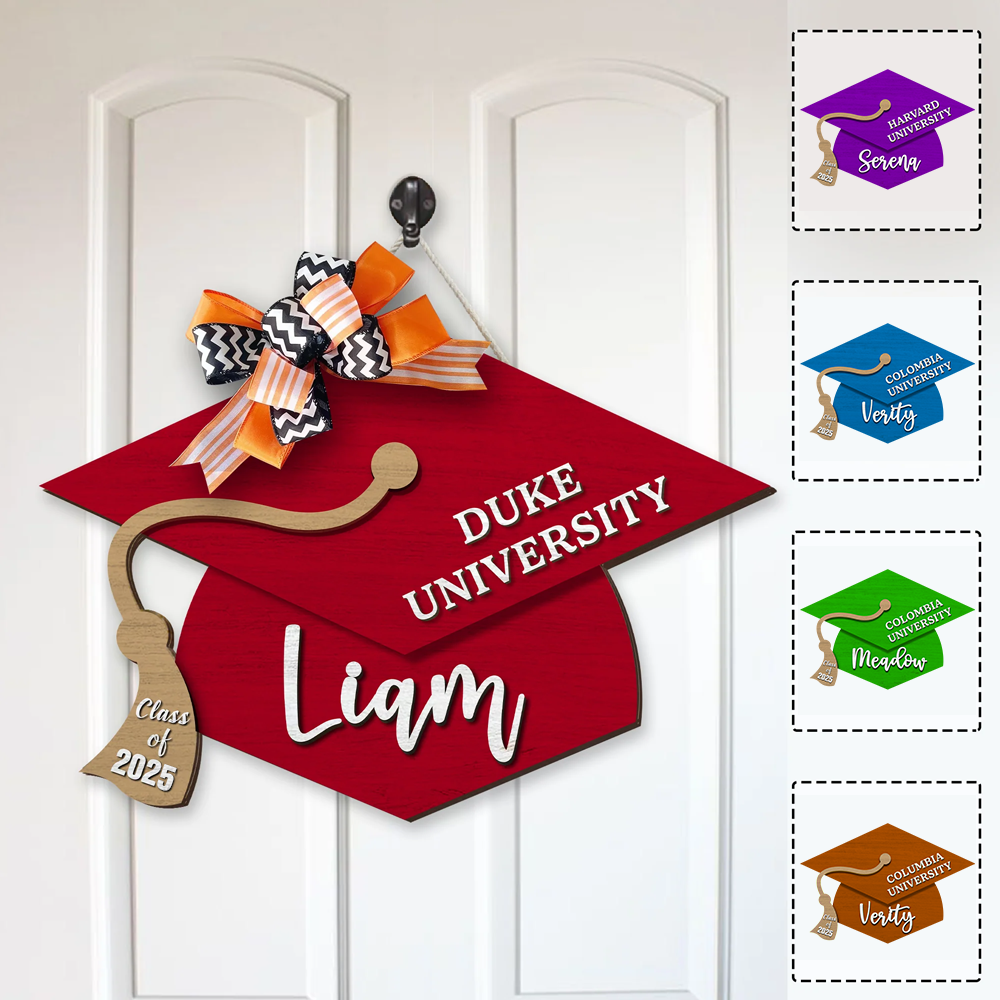 Personalized Graduation Door Decoration Name Graduation Hat Wooden Sign For Door Senior 2025