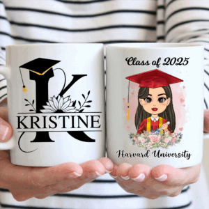 Personalized Graduation Gift, Custom Clipart Flower Graduation Mug, Graduation Class Of 2025