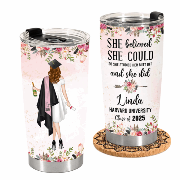 Personalized Graduation Gift Custom Clipart Flower Graduation Tumbler Graduation Class Of 2025 Collage Graduation Tumbler Grad Gift K1702 - Image 2