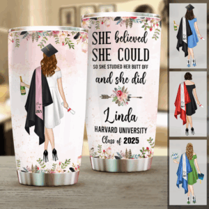 Personalized Graduation Gift Custom Clipart Flower Graduation Tumbler Graduation Class Of 2025 Collage Graduation Tumbler Grad Gift K1702