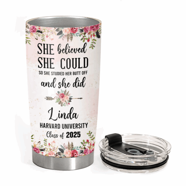 Personalized Graduation Gift Custom Clipart Flower Graduation Tumbler Graduation Class Of 2025 Collage Graduation Tumbler Grad Gift K1702 - Image 4
