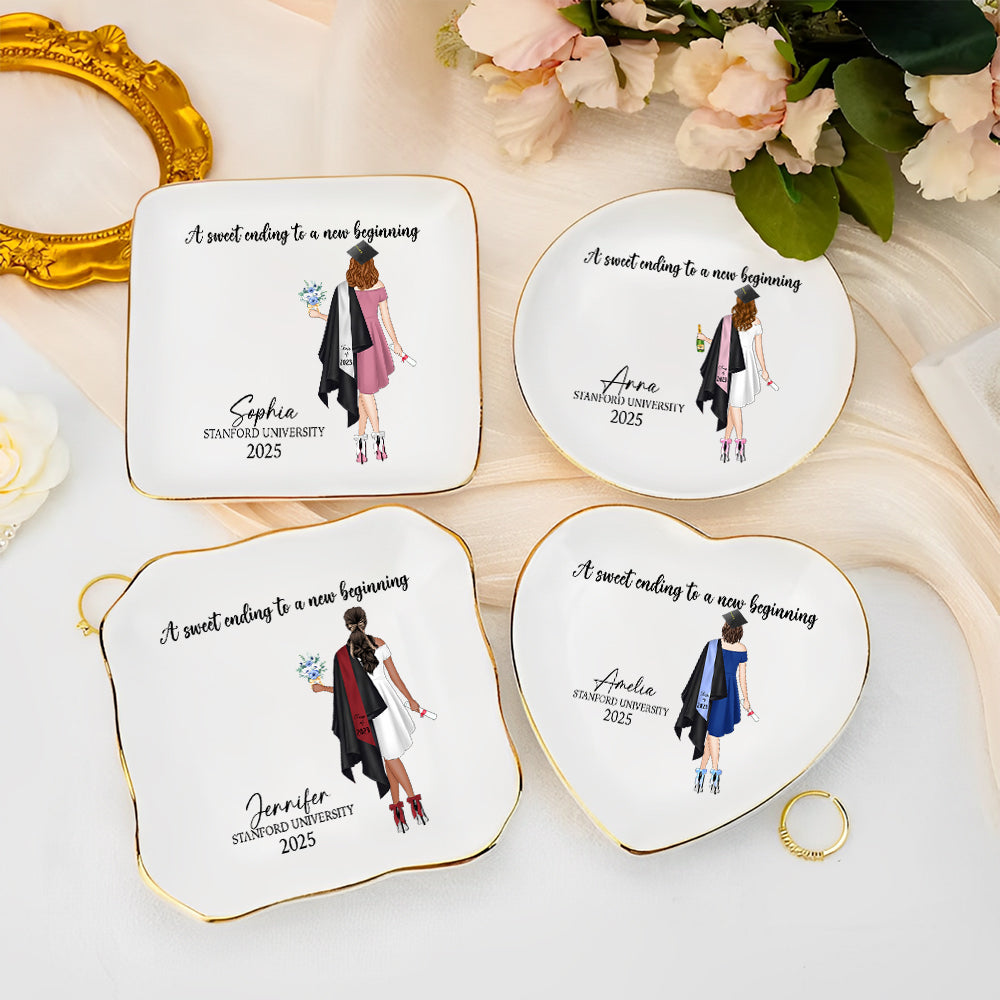 Personalized Graduation Gift For Her, Custom Jewelry Tray, Class Of 2025 Gift, College Grad Gift For Daughter, Jewelry Ring Holder For Girls