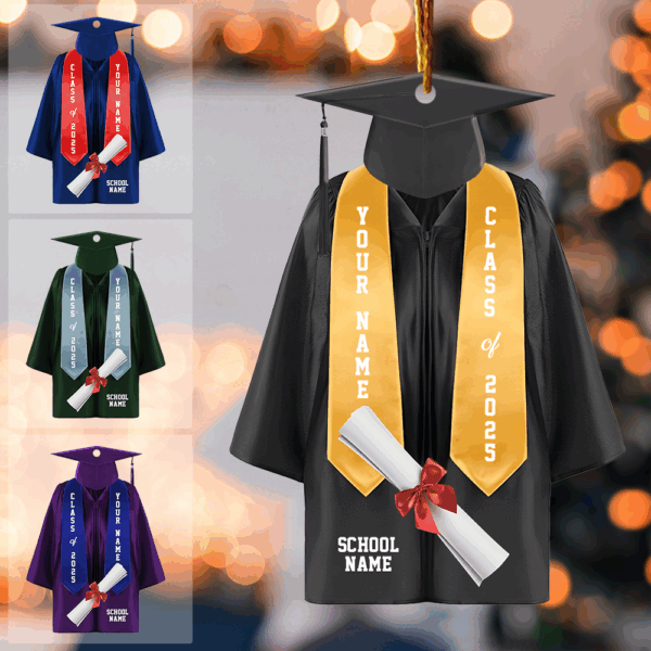 Personalized Graduation Ornament, Custom Name, Color Graduation Gown, Class Of 2025, Graduation Gifts, Graduation Christmas Ornament