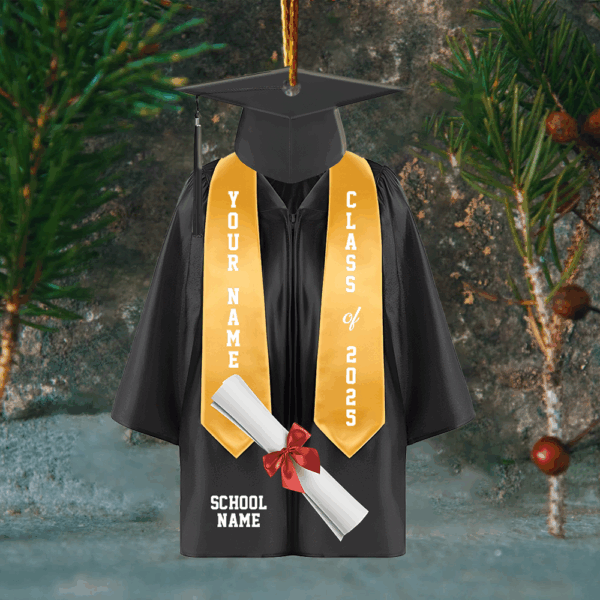 Personalized Graduation Ornament, Custom Name, Color Graduation Gown, Class Of 2025, Graduation Gifts, Graduation Christmas Ornament - Image 2