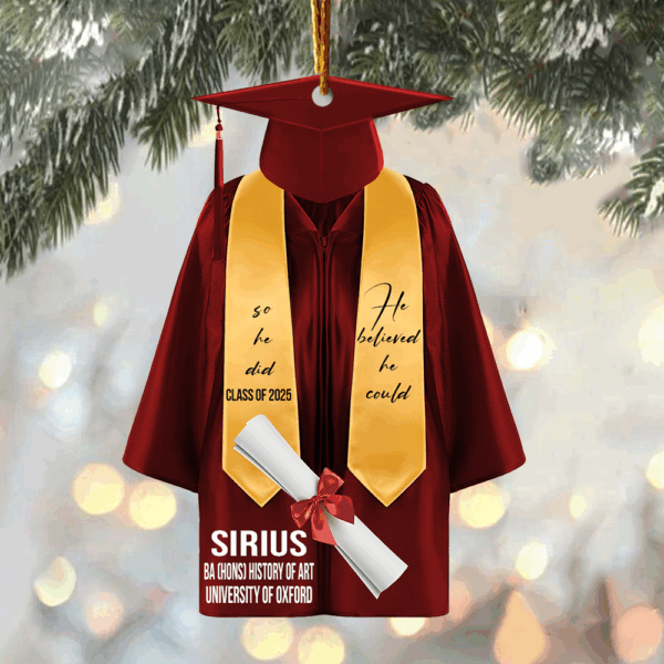 Personalized Graduation Ornament, Graduation Gown, Class Of 2025, Graduation Gifts, Graduation Christmas Custom Shape Ornament - Image 5