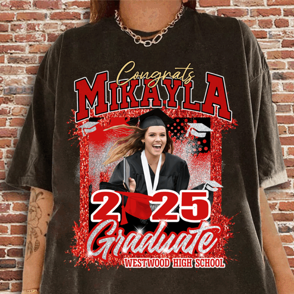 Personalized Graduation Shirts, Custom Photo 2025 Graduation Shirt - Image 2