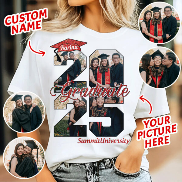 Personalized Graduation Shirts Proud Family Graduate 2025 Graduate Picture and Photo Class Of 2025 Senior Family Shirt, Graduation 2025 Gift
