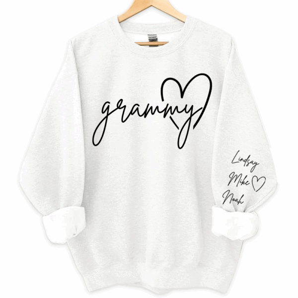 Personalized Grammy Shirt, Custom Grandma Hoodie, Cute Granny Outfit With Grandkids Names On Sleeve - Image 2