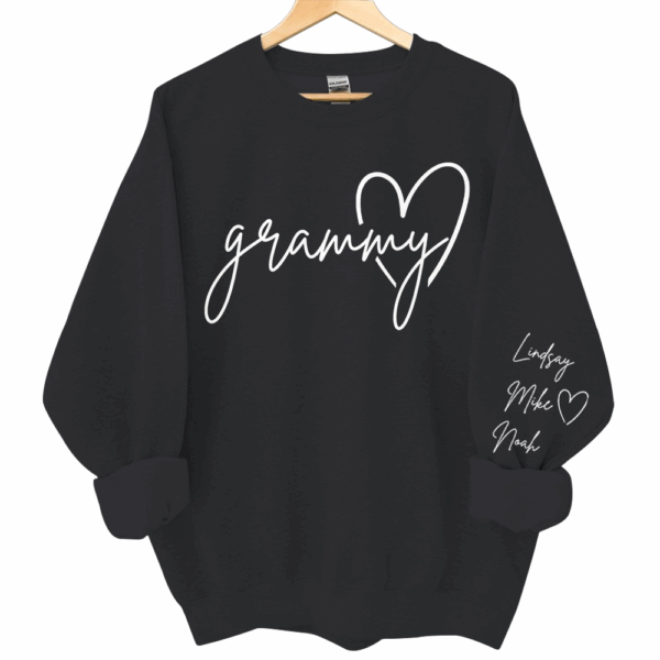 Personalized Grammy Shirt, Custom Grandma Hoodie, Cute Granny Outfit With Grandkids Names On Sleeve - Image 4