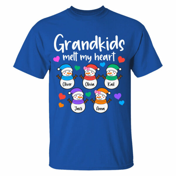 Personalized Grandkids Melt My Heart Shirt, Custom Snowmen With Grandchildren Names - Image 5