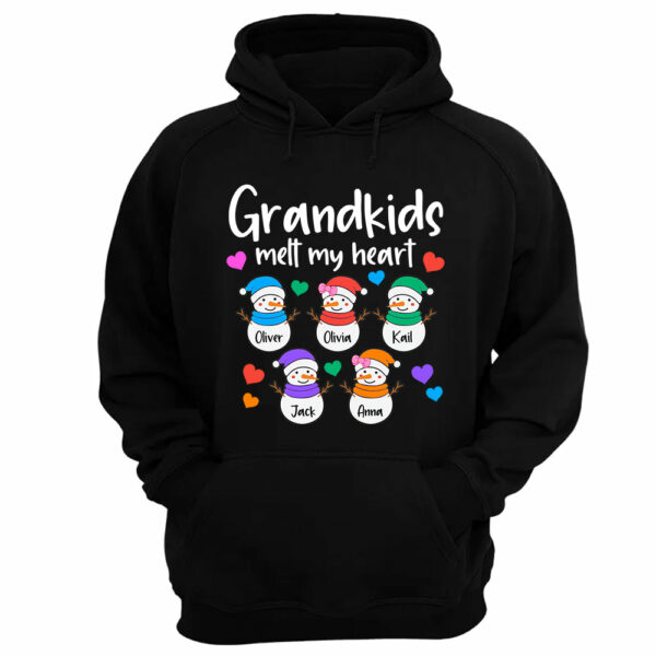 Personalized Grandkids Melt My Heart Shirt, Custom Snowmen With Grandchildren Names - Image 11