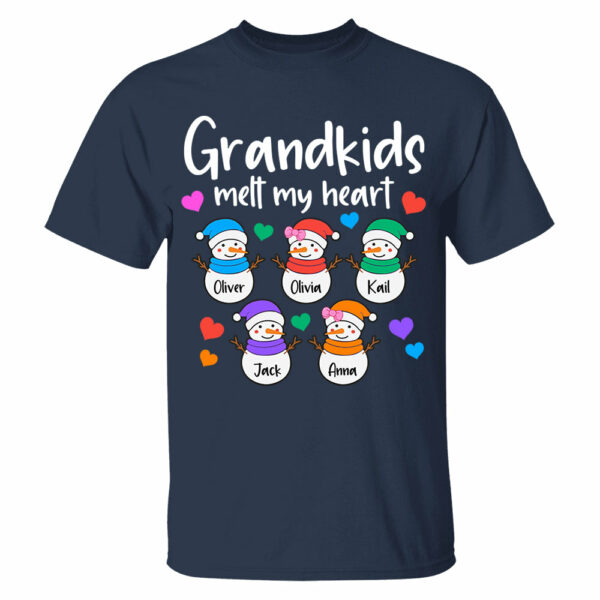 Personalized Grandkids Melt My Heart Shirt, Custom Snowmen With Grandchildren Names - Image 4