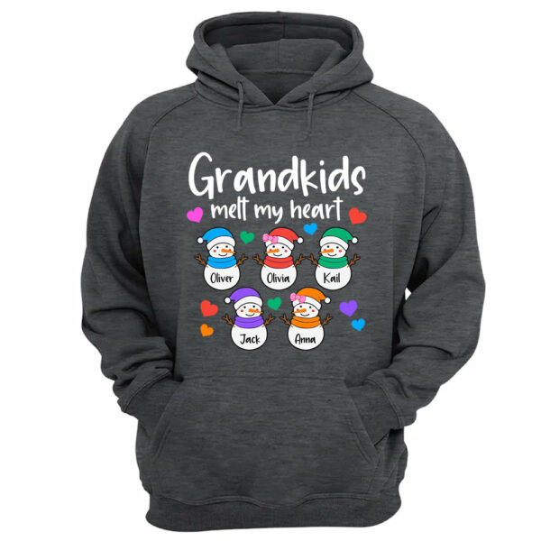 Personalized Grandkids Melt My Heart Shirt, Custom Snowmen With Grandchildren Names - Image 13