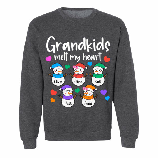 Personalized Grandkids Melt My Heart Shirt, Custom Snowmen With Grandchildren Names - Image 10