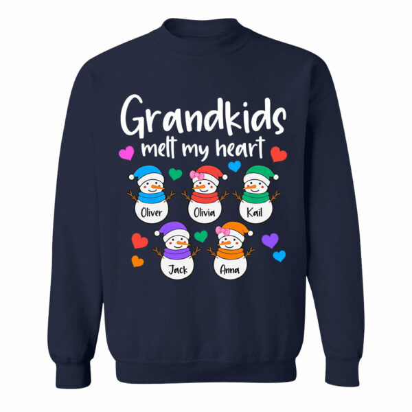 Personalized Grandkids Melt My Heart Shirt, Custom Snowmen With Grandchildren Names - Image 8