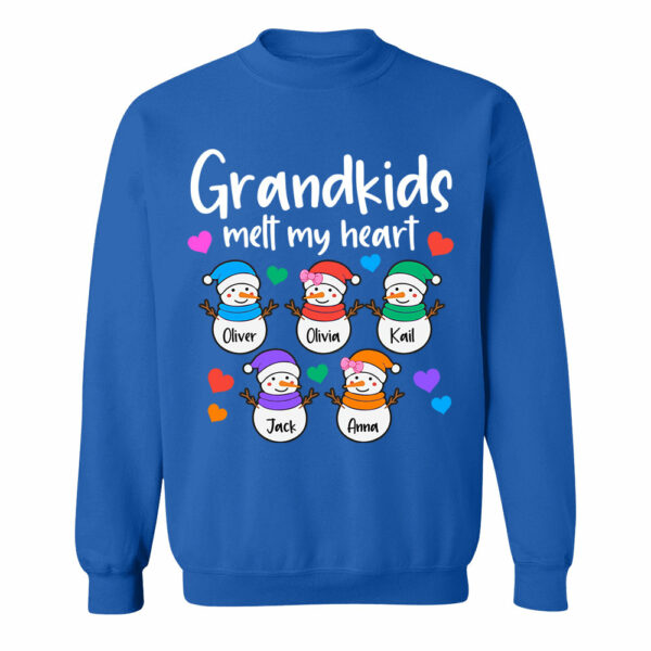 Personalized Grandkids Melt My Heart Shirt, Custom Snowmen With Grandchildren Names - Image 9