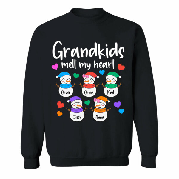 Personalized Grandkids Melt My Heart Shirt, Custom Snowmen With Grandchildren Names - Image 7