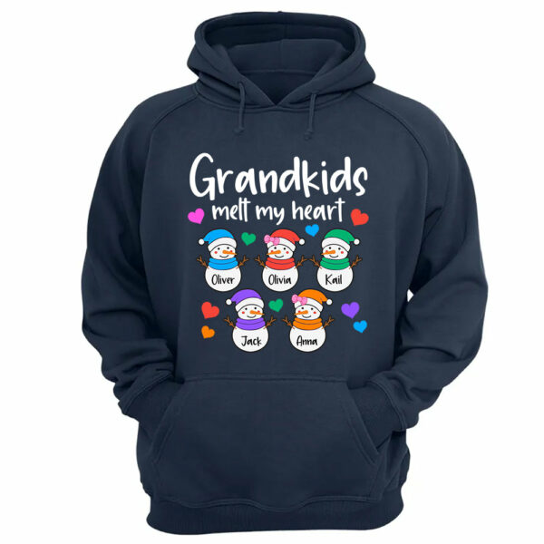 Personalized Grandkids Melt My Heart Shirt, Custom Snowmen With Grandchildren Names - Image 12