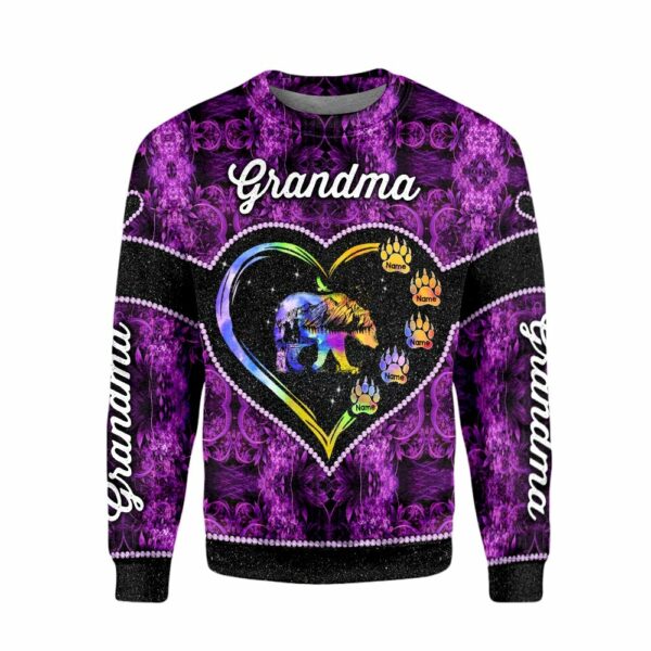 Personalized Grandma Bear Heart 3D Shirt Grandma With Grandkids Name Bear 3D All Over Print Shirt Hoodie Zip Hoodie - Image 5
