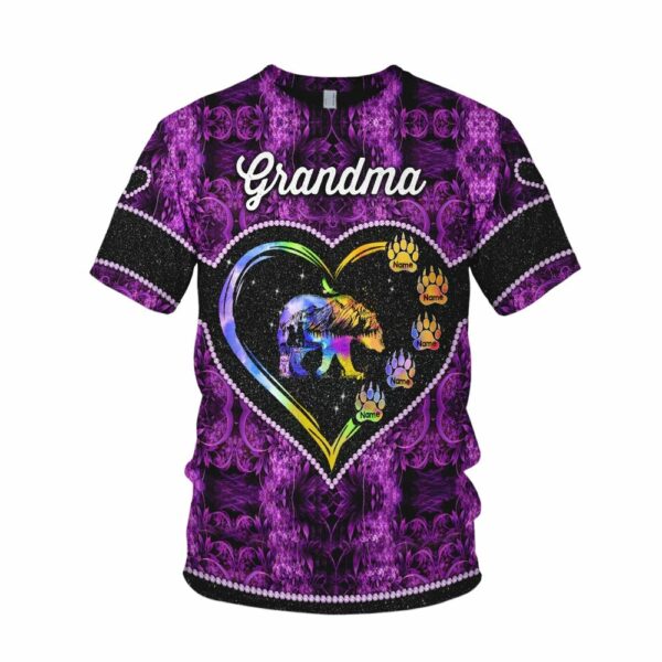 Personalized Grandma Bear Heart 3D Shirt Grandma With Grandkids Name Bear 3D All Over Print Shirt Hoodie Zip Hoodie - Image 4