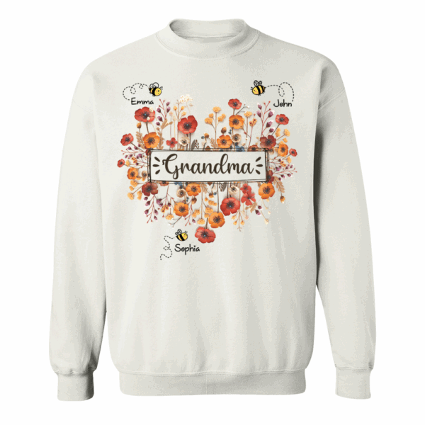Personalized Grandma Bee Boho Wild Flowers And Grandkids Mother's Day Shirt - Image 6