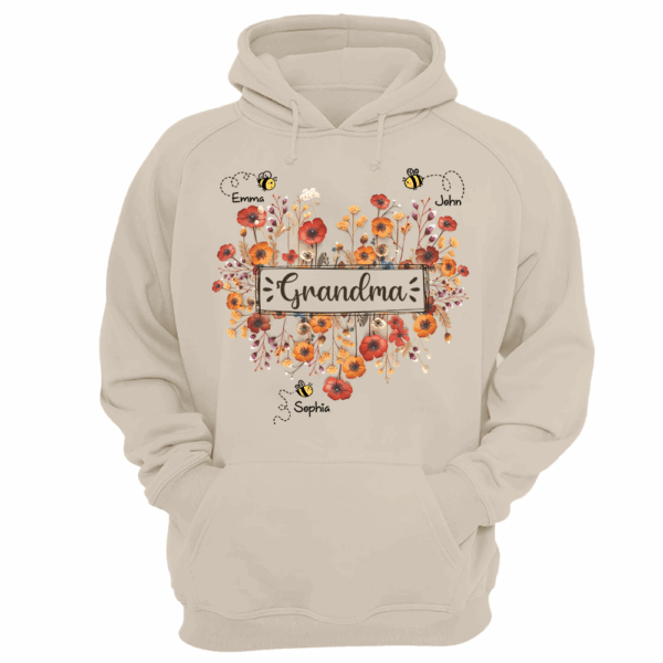 Personalized Grandma Bee Boho Wild Flowers And Grandkids Mother's Day Shirt - Image 10