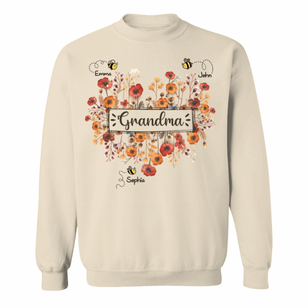 Personalized Grandma Bee Boho Wild Flowers And Grandkids Mother's Day Shirt - Image 7