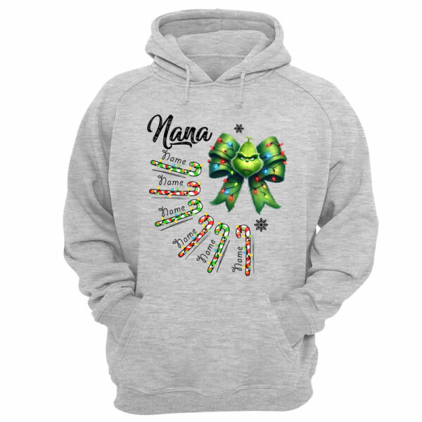 Personalized Grandma Christmas Candy Cane Coquette Bow Shirt, Custom Nana Mimi Funny Christmas Shirt - Image 14
