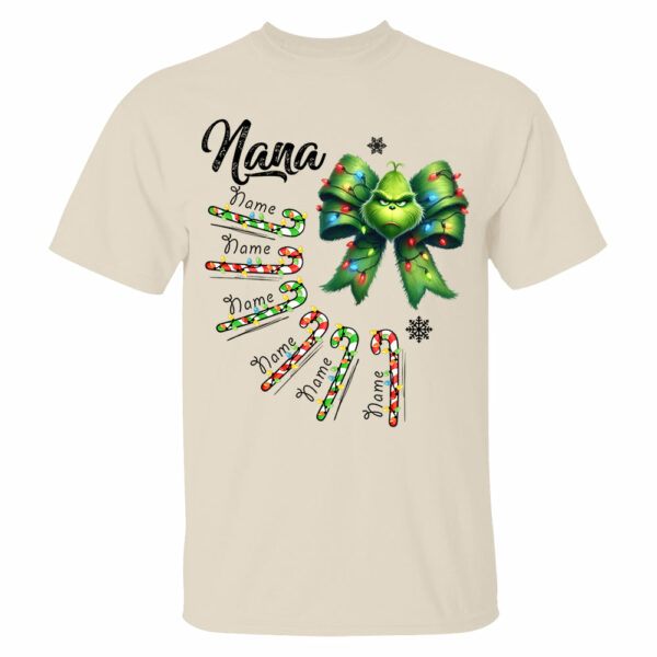 Personalized Grandma Christmas Candy Cane Coquette Bow Shirt, Custom Nana Mimi Funny Christmas Shirt - Image 9