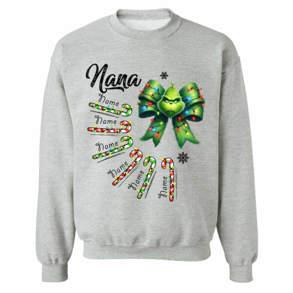 Personalized Grandma Christmas Candy Cane Coquette Bow Shirt, Custom Nana Mimi Funny Christmas Shirt - Image 13