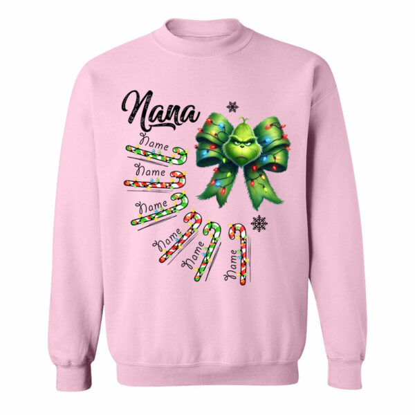 Personalized Grandma Christmas Candy Cane Coquette Bow Shirt, Custom Nana Mimi Funny Christmas Shirt - Image 7