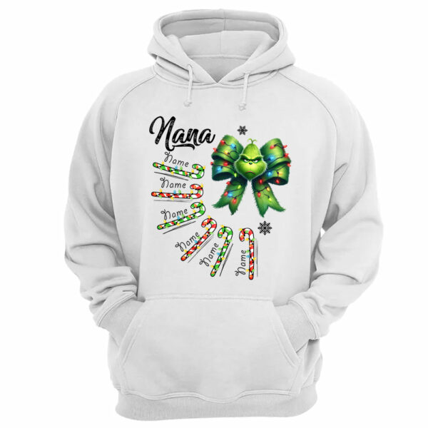Personalized Grandma Christmas Candy Cane Coquette Bow Shirt, Custom Nana Mimi Funny Christmas Shirt - Image 5
