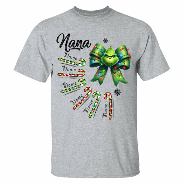 Personalized Grandma Christmas Candy Cane Coquette Bow Shirt, Custom Nana Mimi Funny Christmas Shirt - Image 12