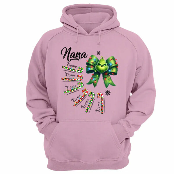 Personalized Grandma Christmas Candy Cane Coquette Bow Shirt, Custom Nana Mimi Funny Christmas Shirt - Image 8