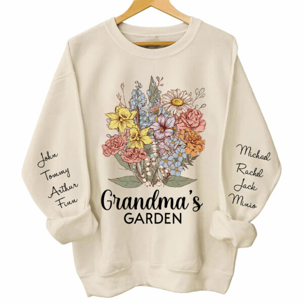 Personalized Grandma Garden Vintage Sweatshirt Gift For Grandmas - Birthday Gift For Mom - Image 4