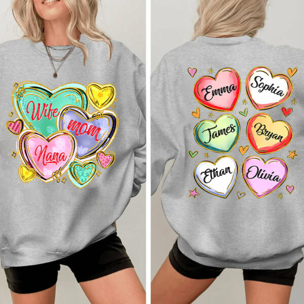 Personalized Grandma Heart Shirt, Custom Nickname Mom Grandma Shirts, Valentine Grandma Mom Gifts - Image 7
