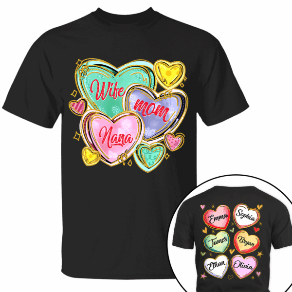Personalized Grandma Heart Shirt, Custom Nickname Mom Grandma Shirts, Valentine Grandma Mom Gifts - Image 4