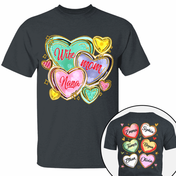 Personalized Grandma Heart Shirt, Custom Nickname Mom Grandma Shirts, Valentine Grandma Mom Gifts - Image 5