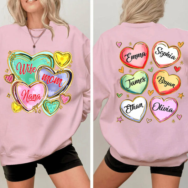 Personalized Grandma Heart Shirt, Custom Nickname Mom Grandma Shirts, Valentine Grandma Mom Gifts - Image 10