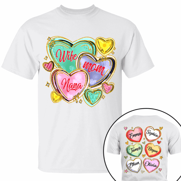Personalized Grandma Heart Shirt, Custom Nickname Mom Grandma Shirts, Valentine Grandma Mom Gifts - Image 2