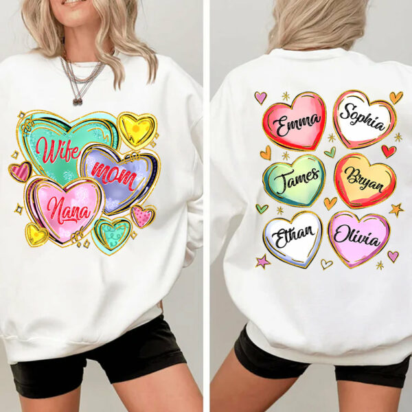 Personalized Grandma Heart Shirt, Custom Nickname Mom Grandma Shirts, Valentine Grandma Mom Gifts - Image 6