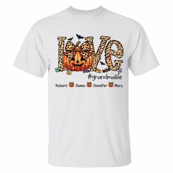 Personalized Grandma Life Leopard Coquette Bow Pumpkin For Give Nana And Kids Shirt - Image 3