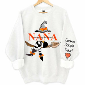 Personalized Grandma Life Witch With Grandkids Halloween Sweatshirt