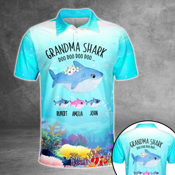 Personalized Grandma Shark Doo Doo Under The Sea 3D Shirt Grandma With Grandkids Name Cute Shark 3D All Over Print Hoodie Zip Hoodie - Image 5