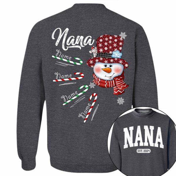 Personalized Grandma Snowman Candy Cane Christmas Shirt - Image 8