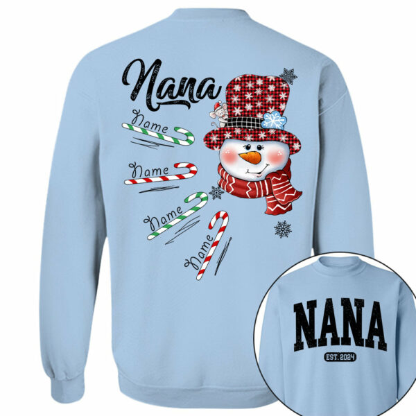 Personalized Grandma Snowman Candy Cane Christmas Shirt - Image 12