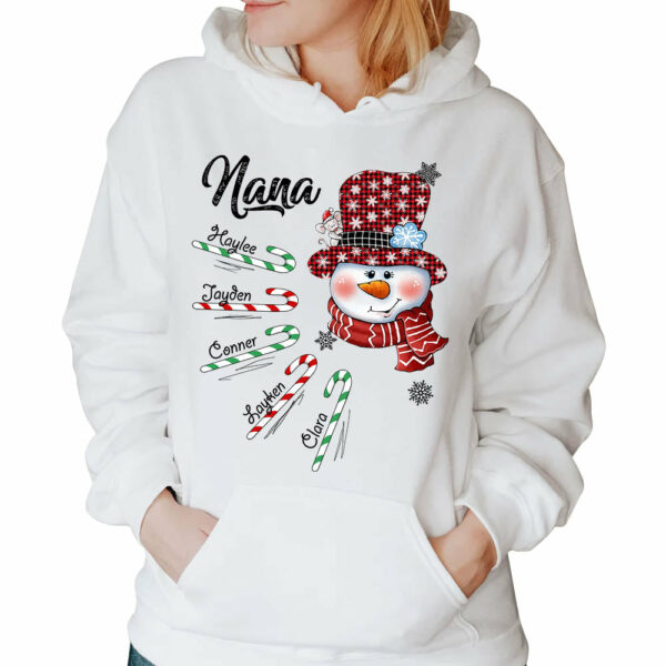 Personalized Grandma Snowman Candy Cane Christmas Shirt, Custom Grandma Nana Mimi Christmas Shirt - Image 5
