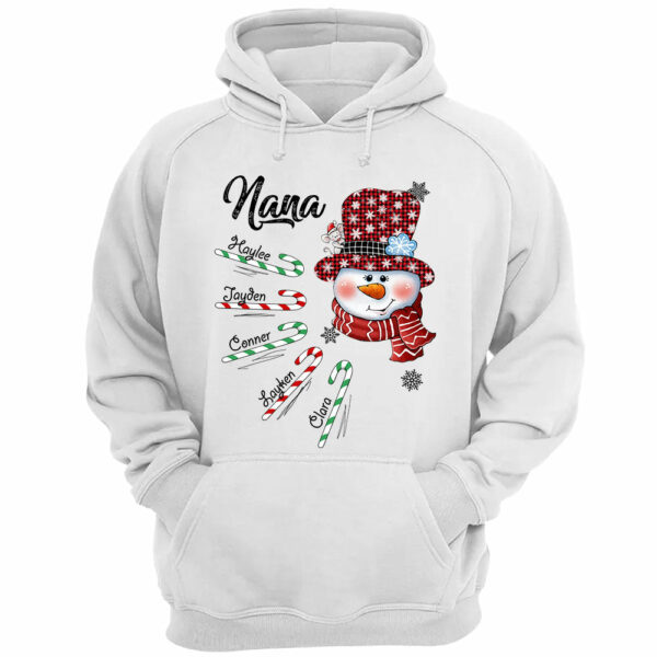 Personalized Grandma Snowman Candy Cane Christmas Shirt, Custom Grandma Nana Mimi Christmas Shirt - Image 4