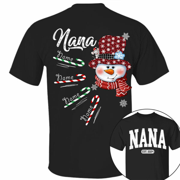 Personalized Grandma Snowman Candy Cane Christmas Shirt - Image 9